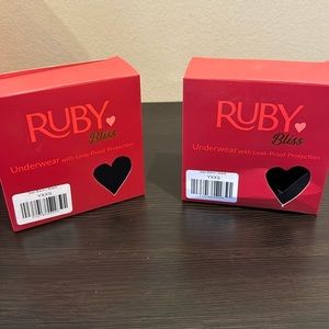 NWT!  Ruby Love teen period underwear, YXXS (7/8), bikini, 2 pairs